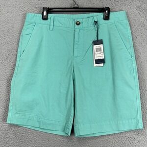 Faconnable Khakis Shorts Mens 34R Aqua Green Chino Flat Front Casual Pockets NEW